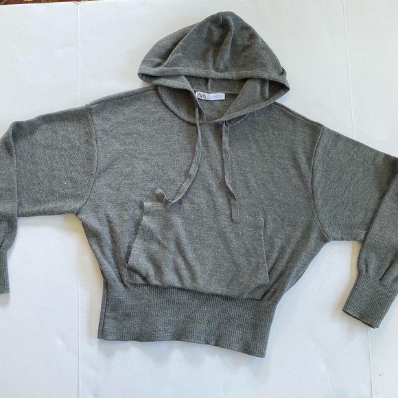 ZARA Hooded Crop Kangaroo Sweatshirt Hoodie M - Picture 7 of 15
